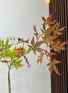 仿真植物平枝枫叶墙装饰树枝绿色香山枫插树叶子绿枫树叶