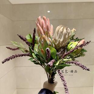 仿真花朝鲜蓟帝王花安娜皇后凤梨头假花多肉太阳飞蓟软装花艺插花