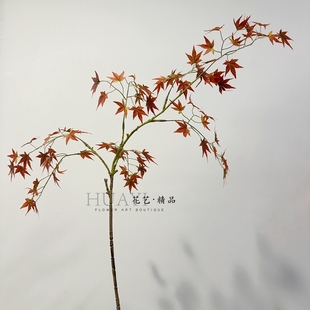 仿真红枫叶绿枫自然垂感 颜色饱满鸡爪槭树枝条大树装饰拍摄道具