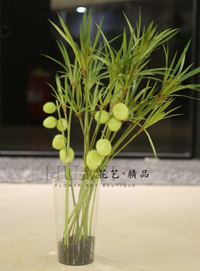 水草植物高枝线条型美陈道具仿真绿植泡泡果唐棉野果浆果芦苇