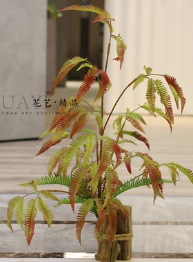 火焰蕨仿真蕨类植物盆栽室内装饰绿植现代简约家居摆件仿真花