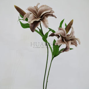 手感保湿重瓣百合花仿真花家居插花商业造景装饰素材油画质感复古