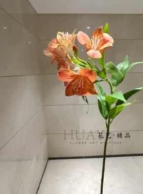 仿真萱草花花卉摆件野百合花室内造景橙色花束