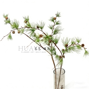 仿真松针花艺松枝日式金松落叶带果落日松插花配材线条垂感枝条