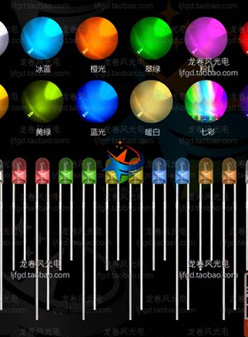 F3 3mm圆头无边粉红橙黄绿翠绿冰蓝紫暖白灯普绿七彩快闪慢闪 led