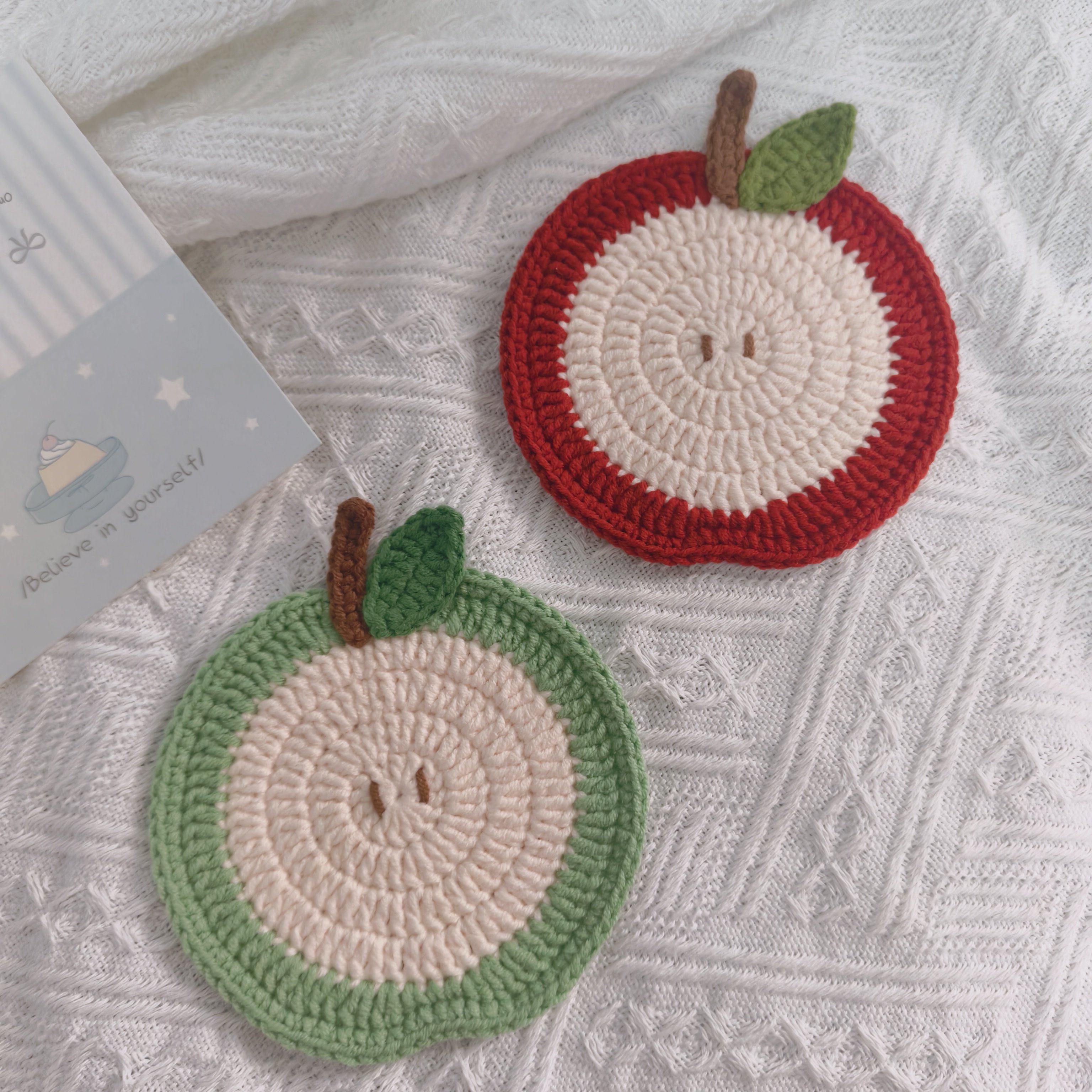 成品手工钩织苹果水果杯垫毛线编织送女友闺蜜生日礼物教师母亲节,居家布艺,杯垫,淘宝优惠券,粉丝福利购,淘宝优惠卷