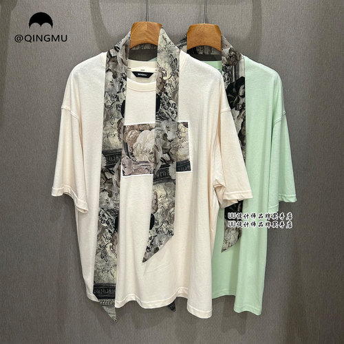 QINGMU | 轻慕 正品专柜 设计师品牌 26春夏 飘带 印花短袖 T恤