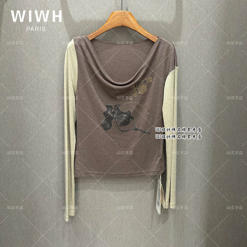 WIWH | 女装 正品实拍 26秋装 撞色荡领长袖T恤WHHC2F698