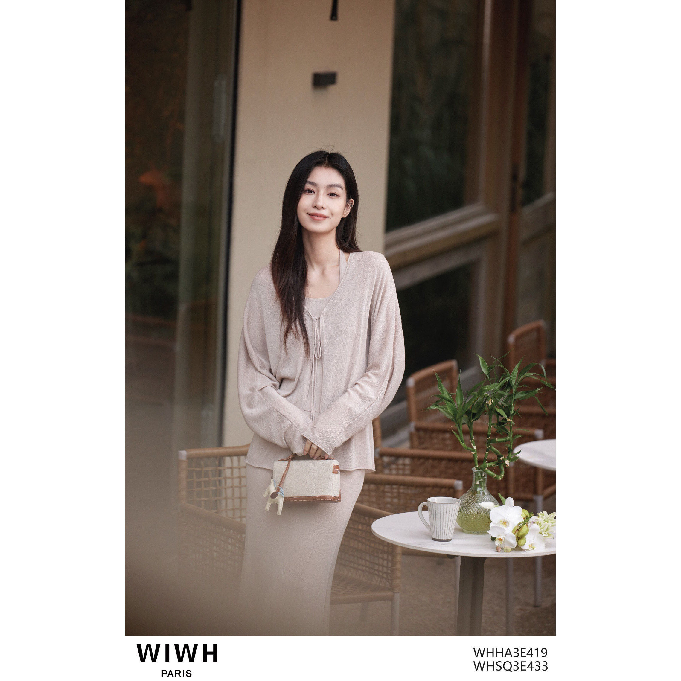 WIWH | 正品设计师 26春装 藕粉色 针织开衫 配吊带WHLC3E086
