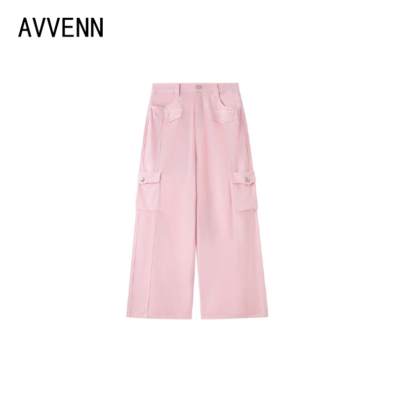 AVVENN | 正品专柜 25秋装新品 粉色 工装 牛仔裤 AL71302603