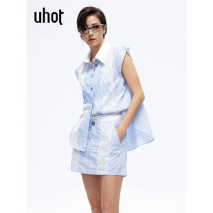 uhot | 诱货 女装 正品折扣 26春装 无袖 蕾丝 衬衫 UWLS2C160