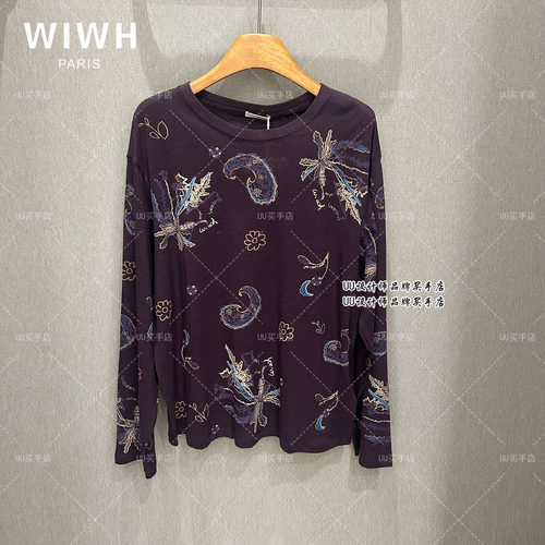 WIWH | 女装 正品实拍 26秋装 腰果花紫色长袖T恤  WHHT2F950