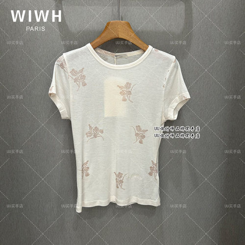WIWH | 女装 正品实拍 26秋装 米色印花短袖T恤  WHHT2F915