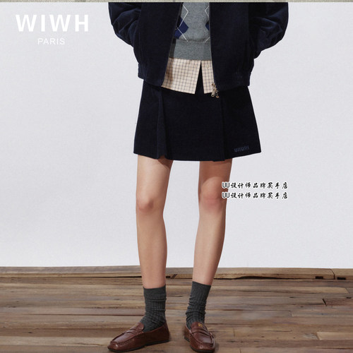 WIWH | 正品实拍女装 26秋装 藏青灯芯绒 短裙 半身裙 WHLQ2F123