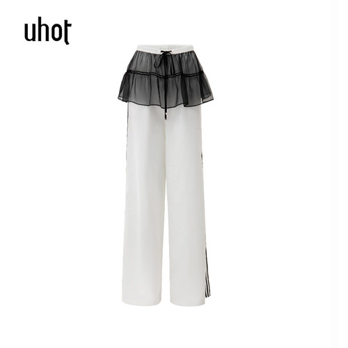 拍下改价 uhot | 诱货 女装  26夏 超薄裙帘白色休闲裤UWLR5K290