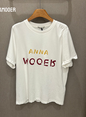 ANNAMOOER 设计师品牌26春季 字母印花 蓝色 短袖T恤