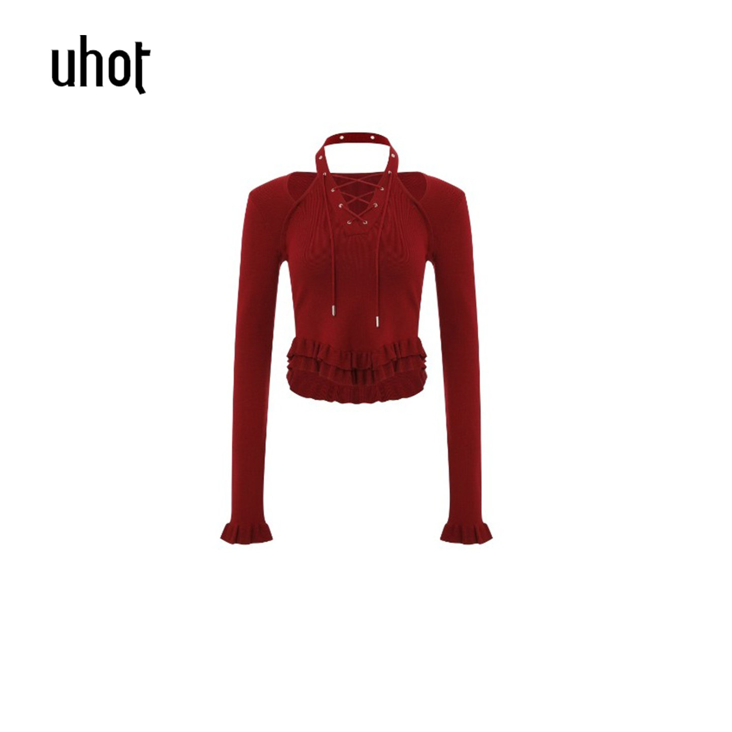 拍下立减 uhot | 诱货 女装折扣26秋挂脖针织衫UWLA2Z112
