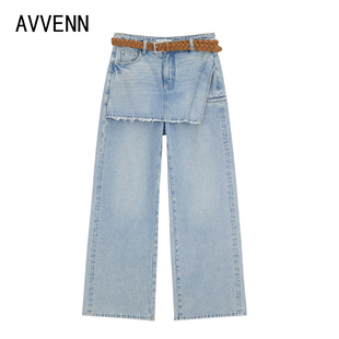 【拍下立减】AVVENN | 正品26秋装 屁帘直筒牛仔裤AK71302593