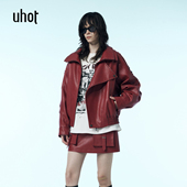诱货 外套 正品 25冬装 uhot 皮衣 品牌折扣店 红色 UWWW6W065