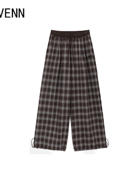 AVVENN | 正品专柜 25秋装新品 棕咖 格子 休闲裤 AL91301768