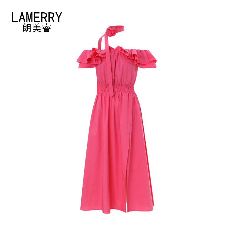 LAMERRY | 朗美睿 设计师25春夏 玫红色 一字肩 连衣裙 晚礼裙