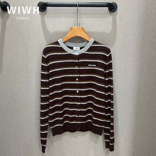 设计师品牌 专柜 25秋装 条纹 WHGE2E122 WIWH 羊绒衫 正品