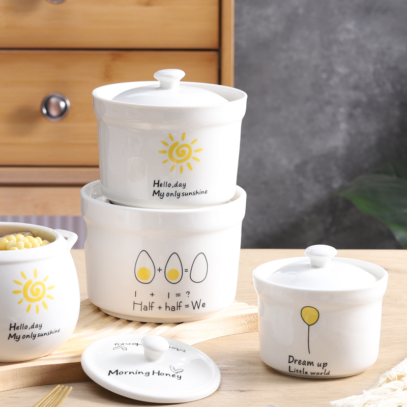 陶瓷隔水炖盅带盖子蒸蛋羹燕窝小碗沙县炖罐家用迷你杯一人煲汤盅