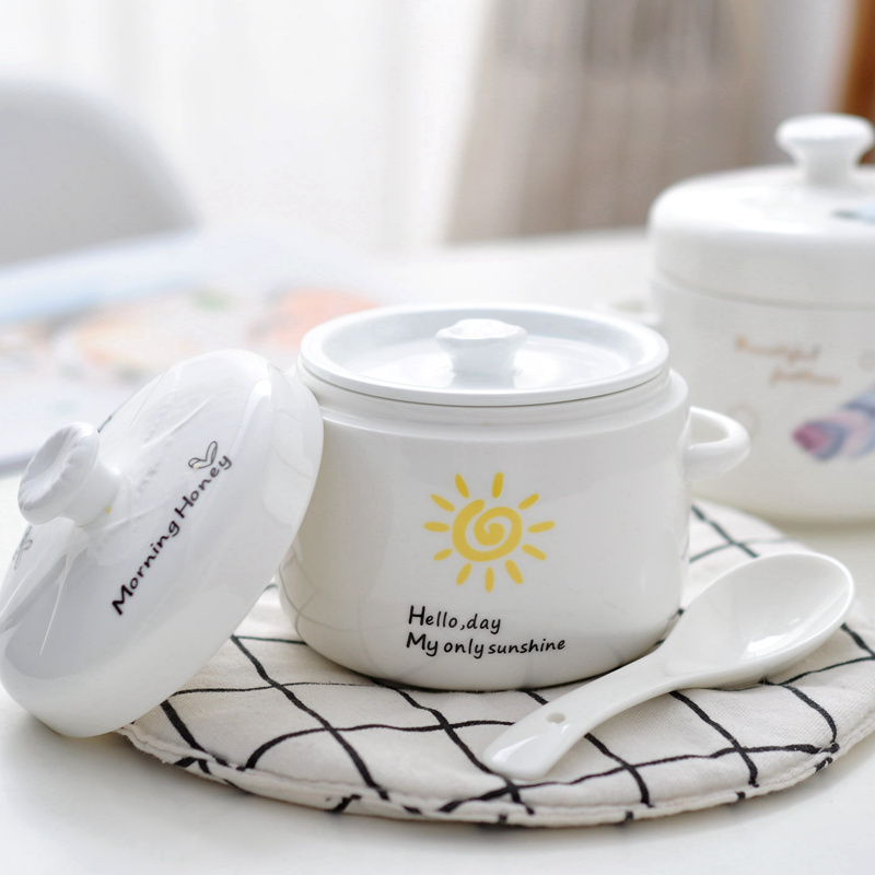 双耳隔水炖盅带盖双盖陶瓷盅炖燕窝炖罐家用大小内胆煲汤盅蒸蛋盅