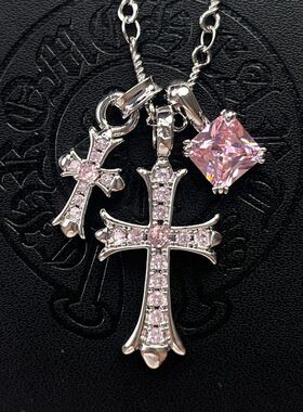 HC方糖 满锆石十字架项链吊坠 超高保色 情侣潮朋克嘻哈项链