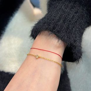 法国红绳redline本命年幸运小红书爆款小手链双层一绳一链手绳女