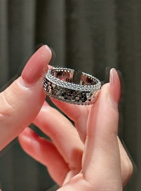 S925纯银韩版韩国风小众设计感碎冰冰锆石戒指韩式风简约复古