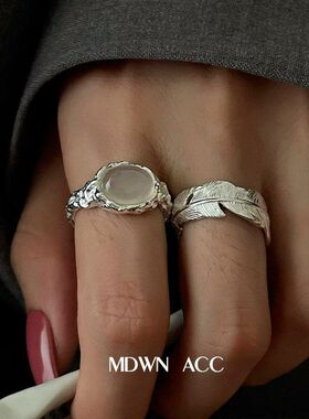 MDWN | 那不勒斯的夜 925纯银戒指女白猫眼石ins风冷淡风小众指环