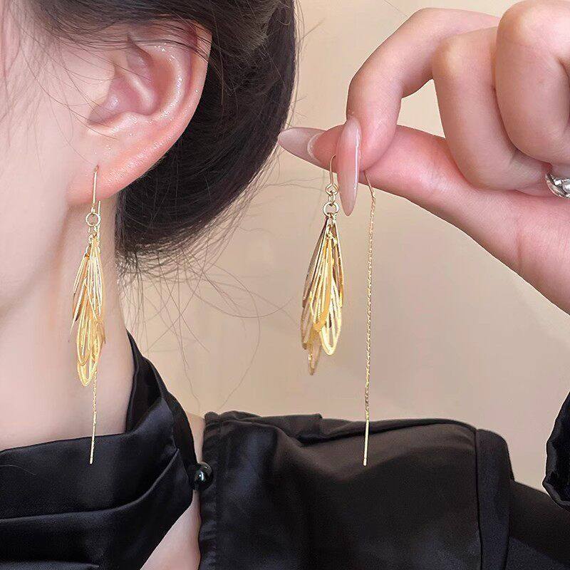 长款翅膀流苏耳环女日韩小众设计感气质耳饰2025年新款显脸小耳坠