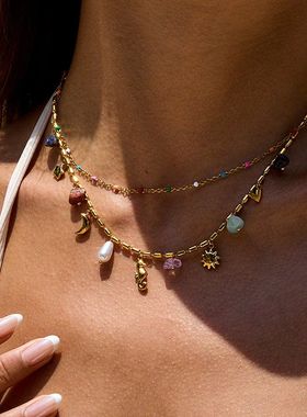 欧美钛钢珍珠项链轻奢高级感锁骨链钛钢饰品女不掉色爆款