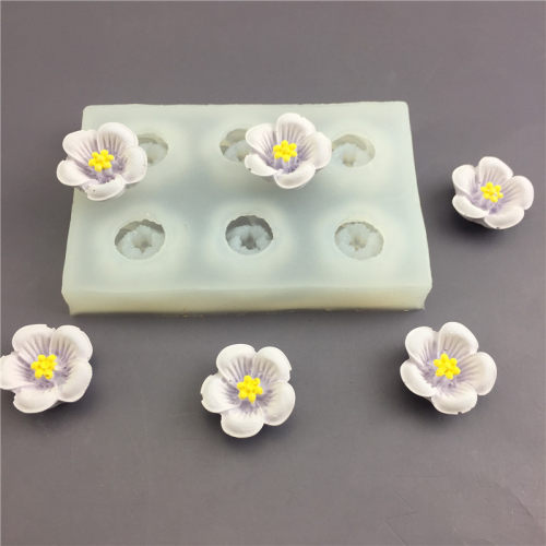 GaoXiang6朵小花鲜花樱木硅胶翻糖模具DIY烘焙蛋糕装饰巧克力粘土