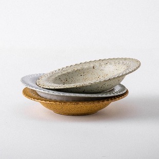 陶土草帽碗深盘家用餐厅菜盘大号日料海鲜盘西餐盘甜品盘 宋朝
