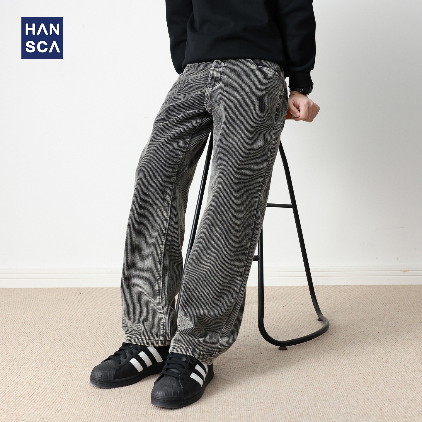 hansca382g重磅粗纹灯芯绒休闲裤