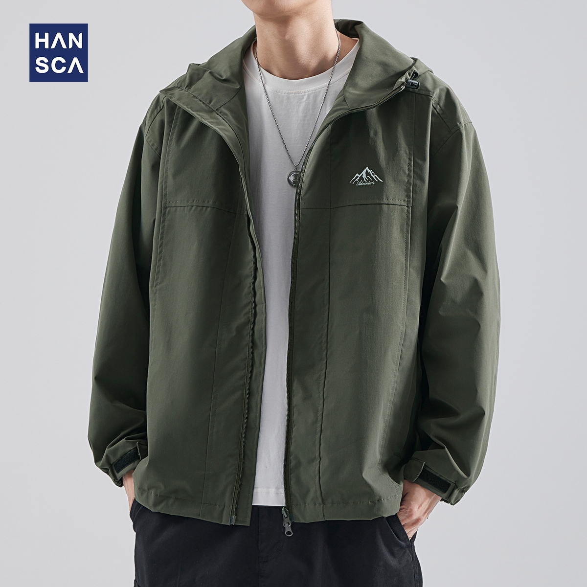 hansca防风冲锋衣外套男秋冬款