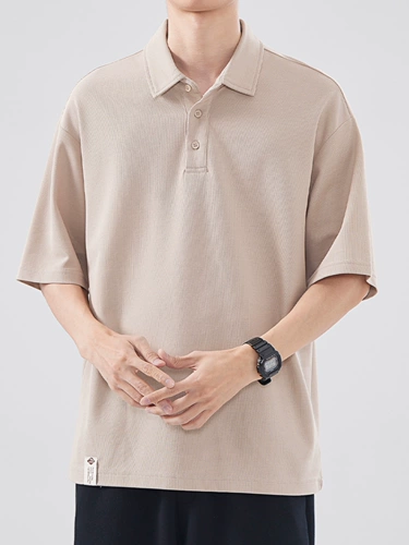 Летняя черная футболка polo для отдыха, короткий рукав, в американском стиле, свободный крой