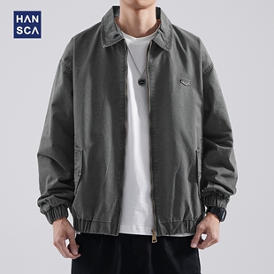 2024新款 外套男士 宽松飞行员夹克休闲上衣潮 复古工装 hansca秋冬季