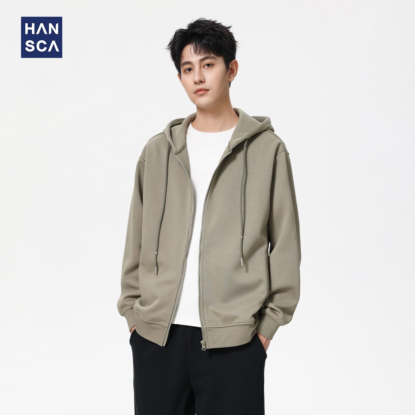 hansca310g米格提花双面拉链卫衣男秋季宽松连帽休闲运动开衫外套,男装,卫衣,淘宝优惠券,粉丝福利购,淘宝优惠卷