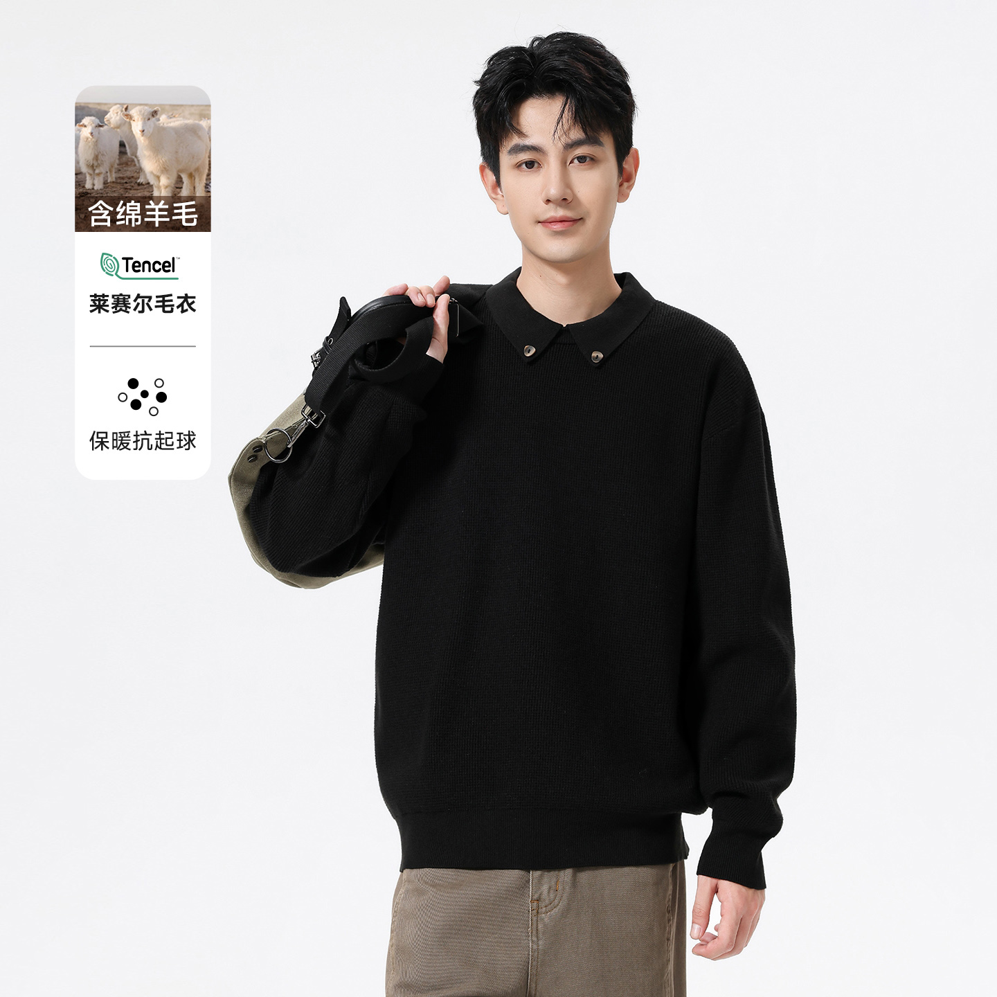 hansca610g莱赛尔羊毛针织毛衣男