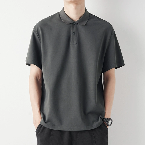 Однотонная футболка polo, футболка с коротким рукавом, оверсайз