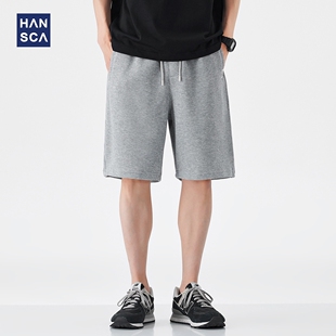hansca户外运动休闲短裤男2025夏季350g法国罗纹速干凉感五分卫裤