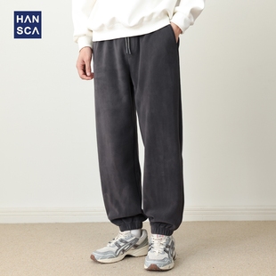 运动松紧腰休闲长裤 新款 男2025冬季 hansca380g奥粒绒宽松束脚卫裤