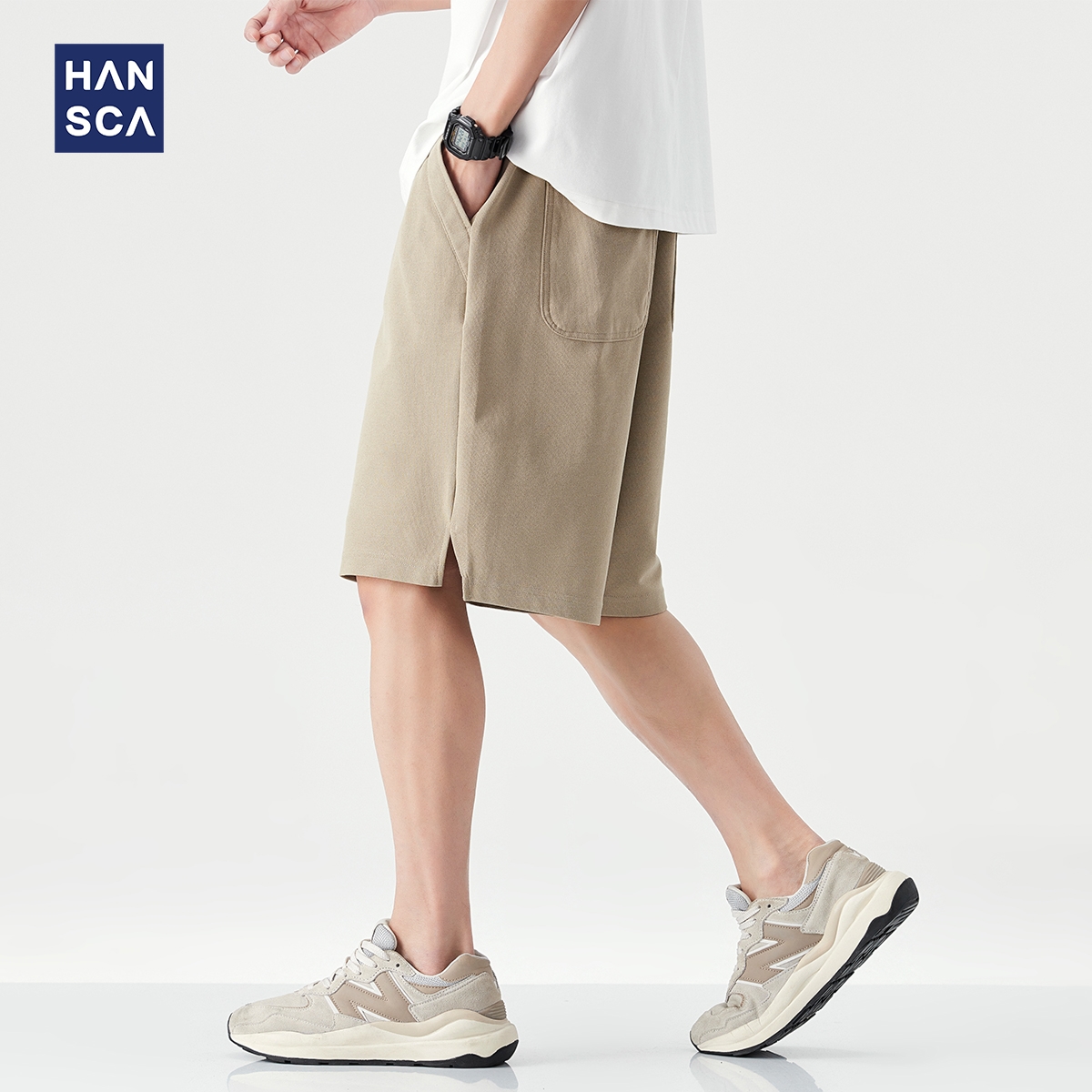 hansca透气凉感运动休闲短裤男2025夏季抑菌双面布青少年五分卫裤