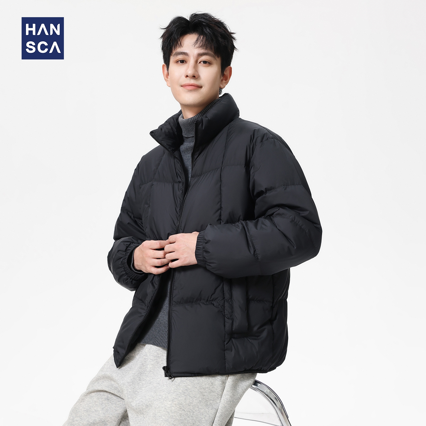 hansca冬季90白鸭绒羽绒服男款