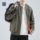宽松棒球领休闲复古上衣 美式 Hansca飞行夹克外套男新款 军绿色春季