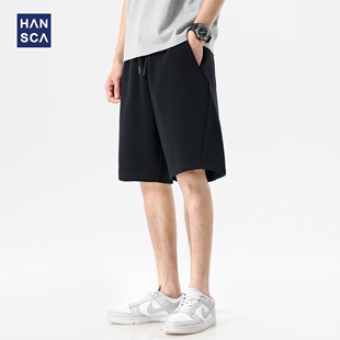hansca350g凉感速干运动五分短裤男2025夏季新款轻薄透气抽绳卫裤