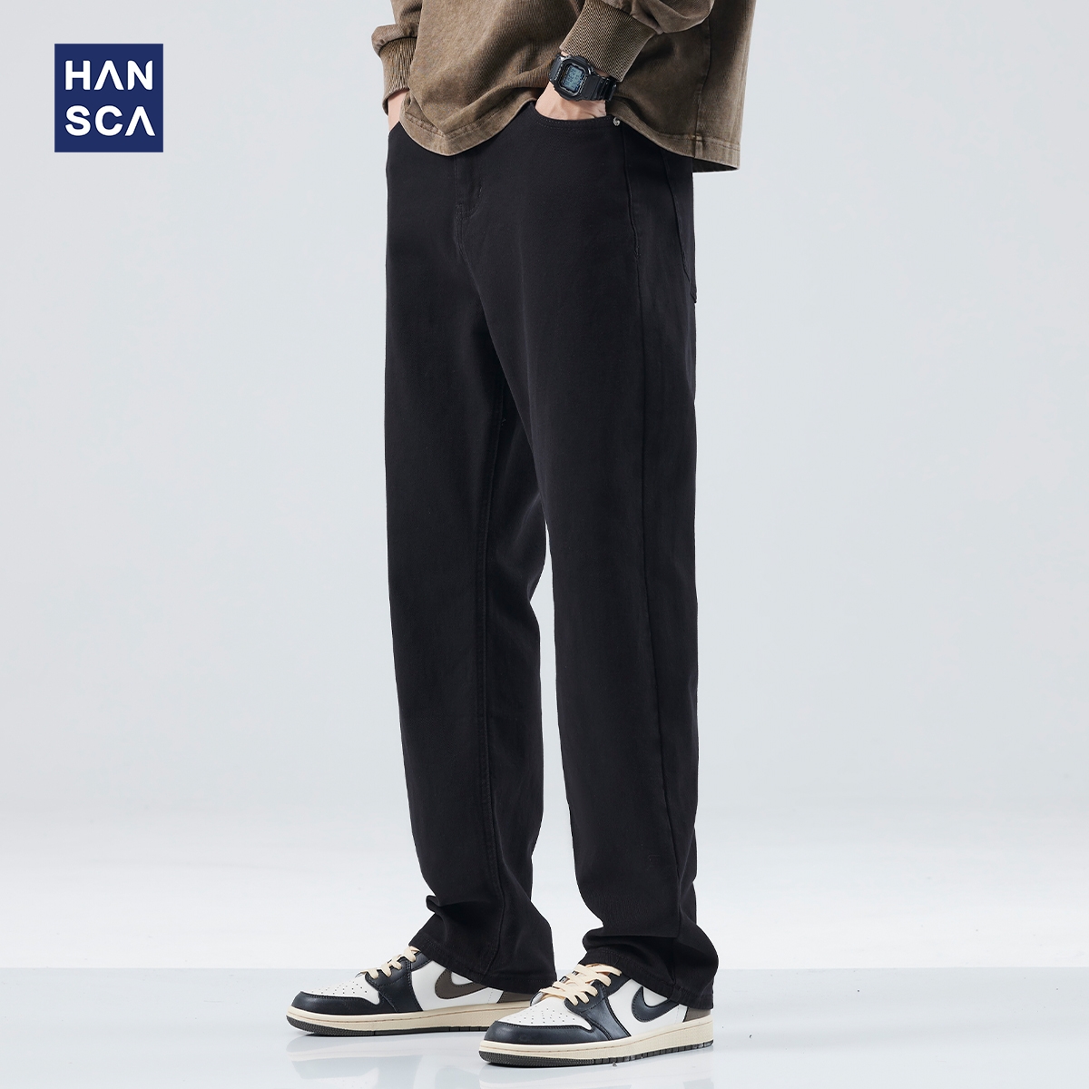 Hansca拉链长裤秋季牛仔裤